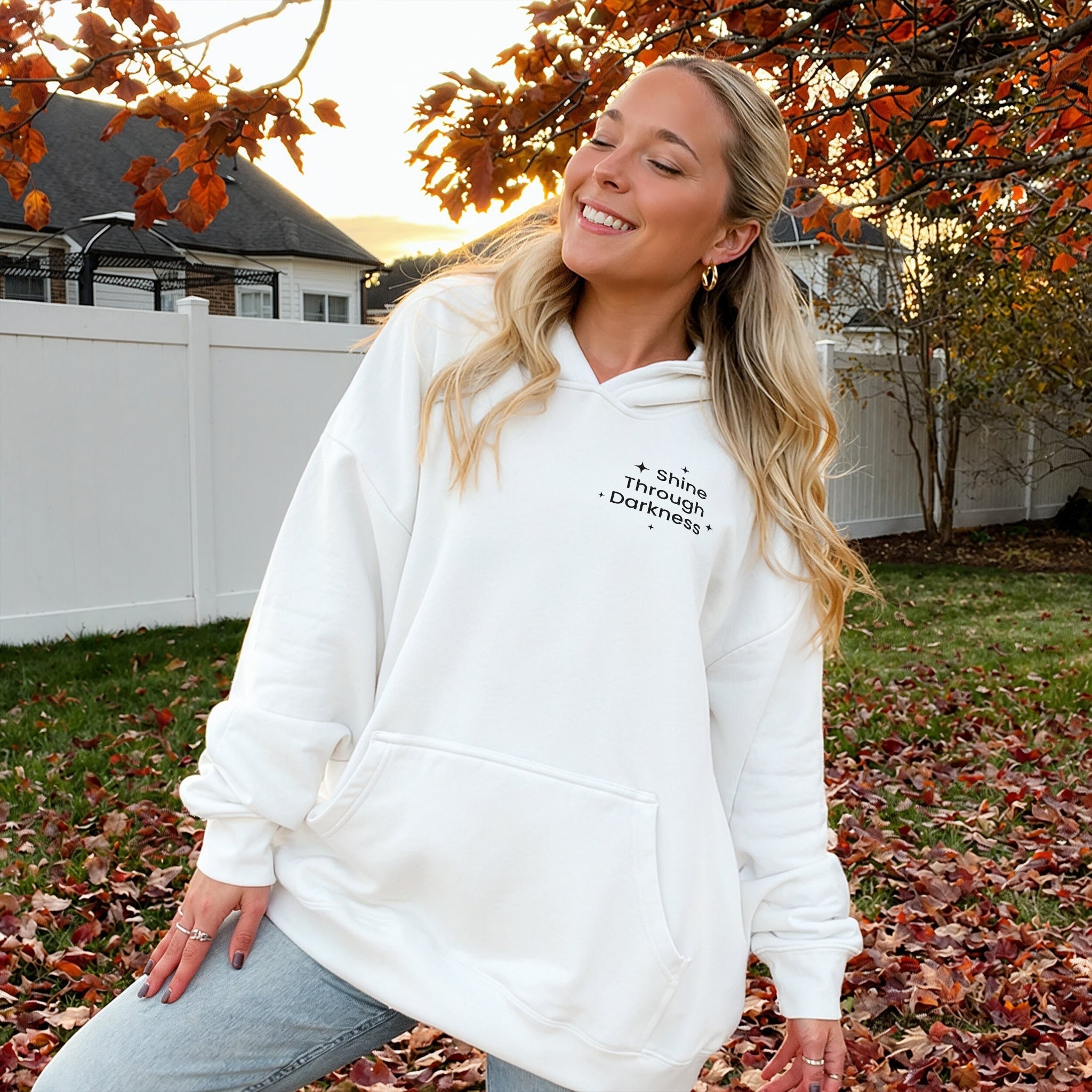 Darkest Nights Hoodie - White Front