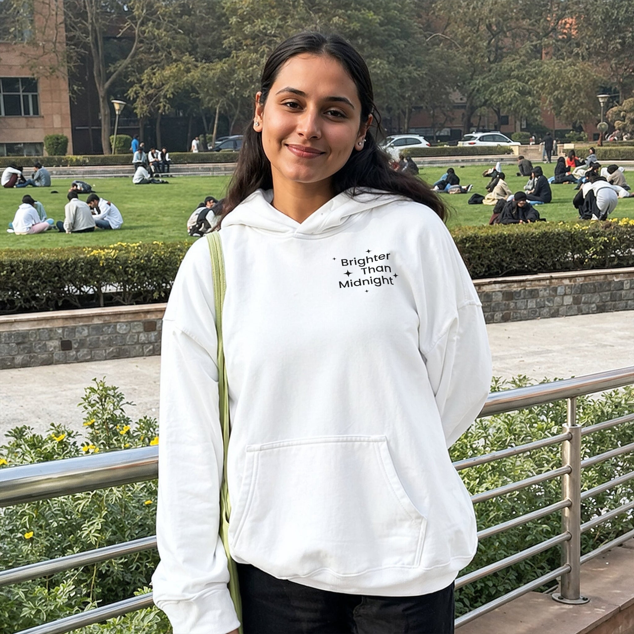 Brighter Than Midnight Hoodie - White Front