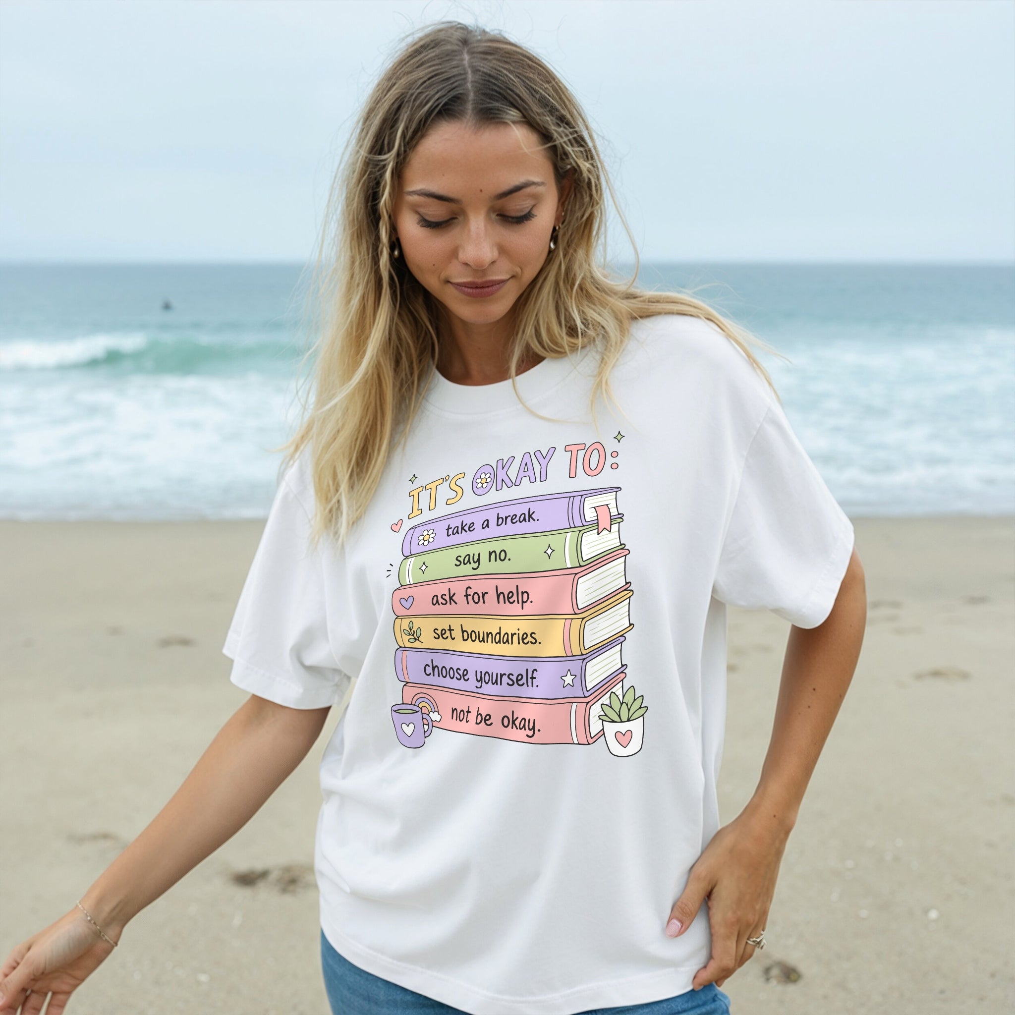 Its Okay Tee - White Front