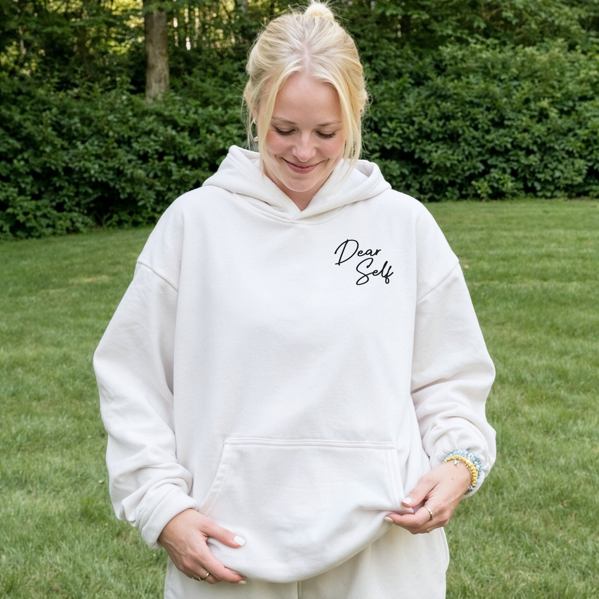 Dear Self Hoodie - White Front