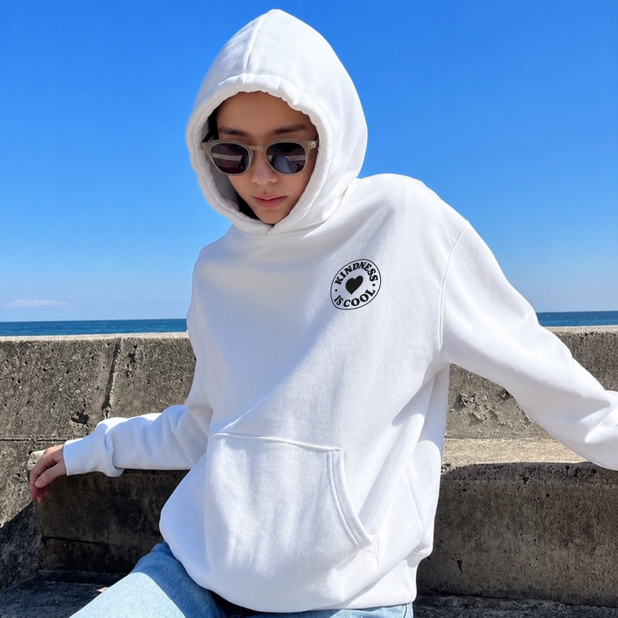 Kindness Wave Hoodie - White front