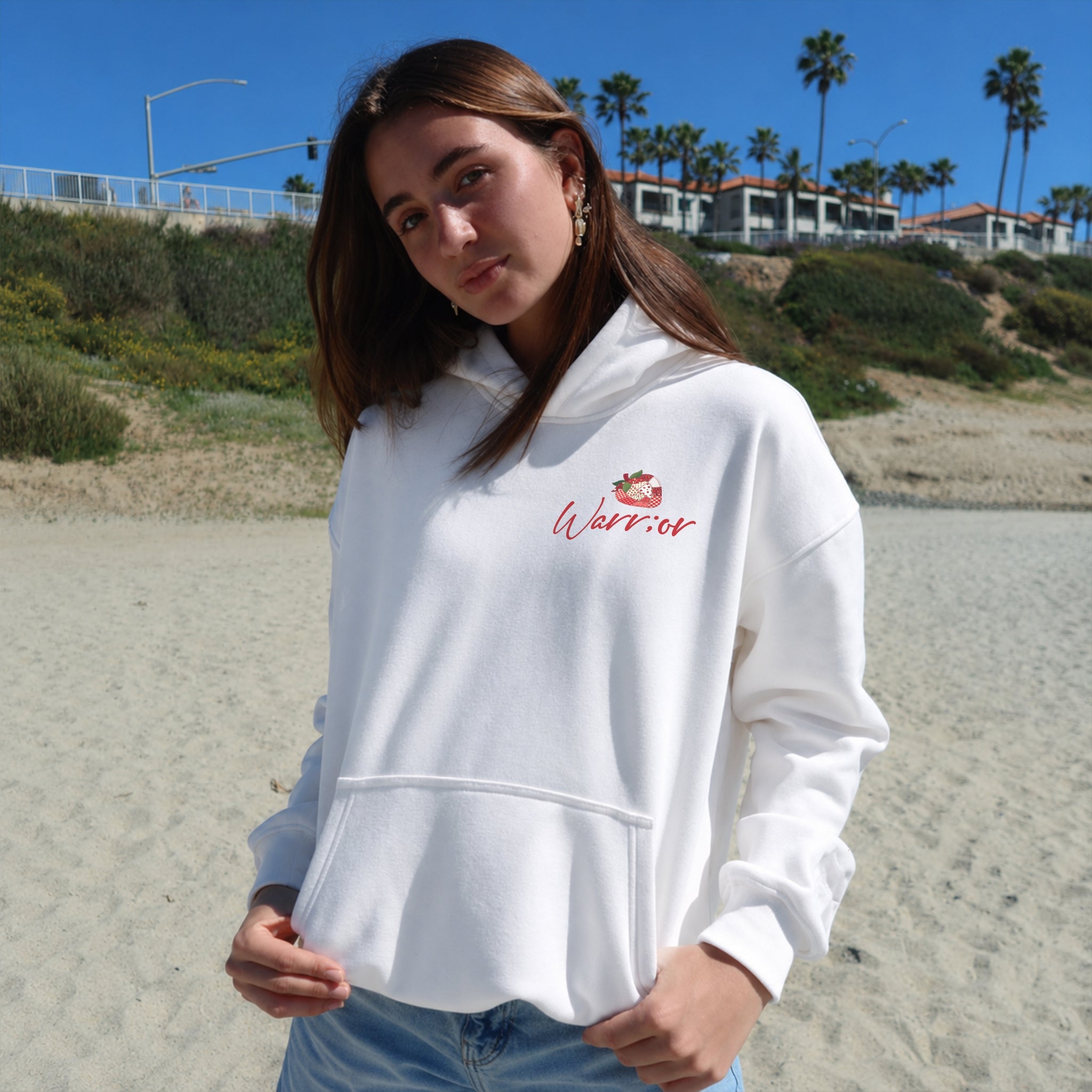 Stronger Than You Know Hoodie - White front
