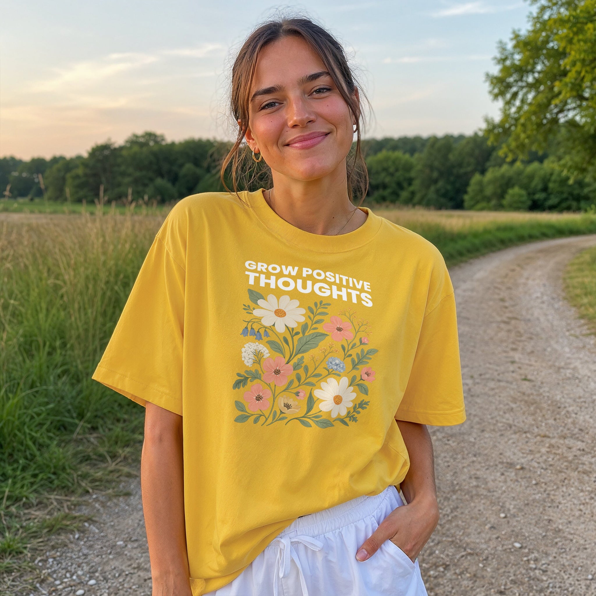 Grow Positive Tee - Yellow Front