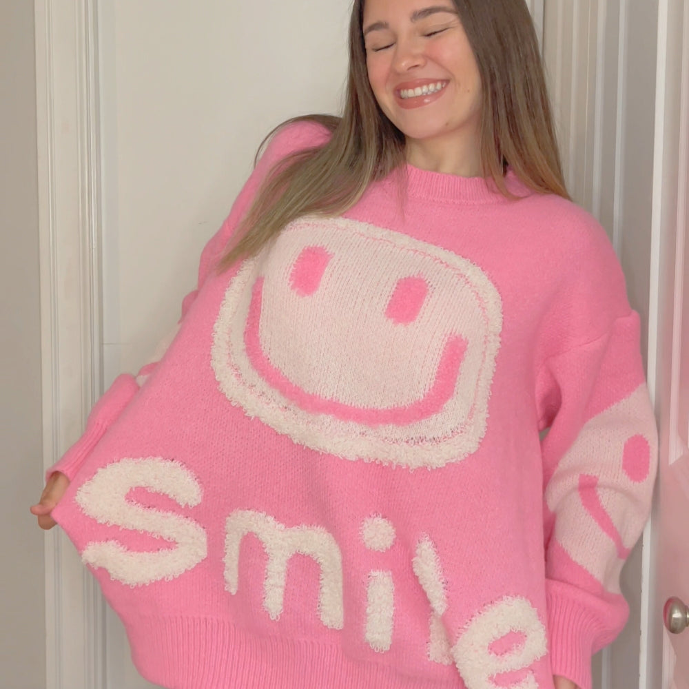 Oversized Fuzzy Smile Sweater