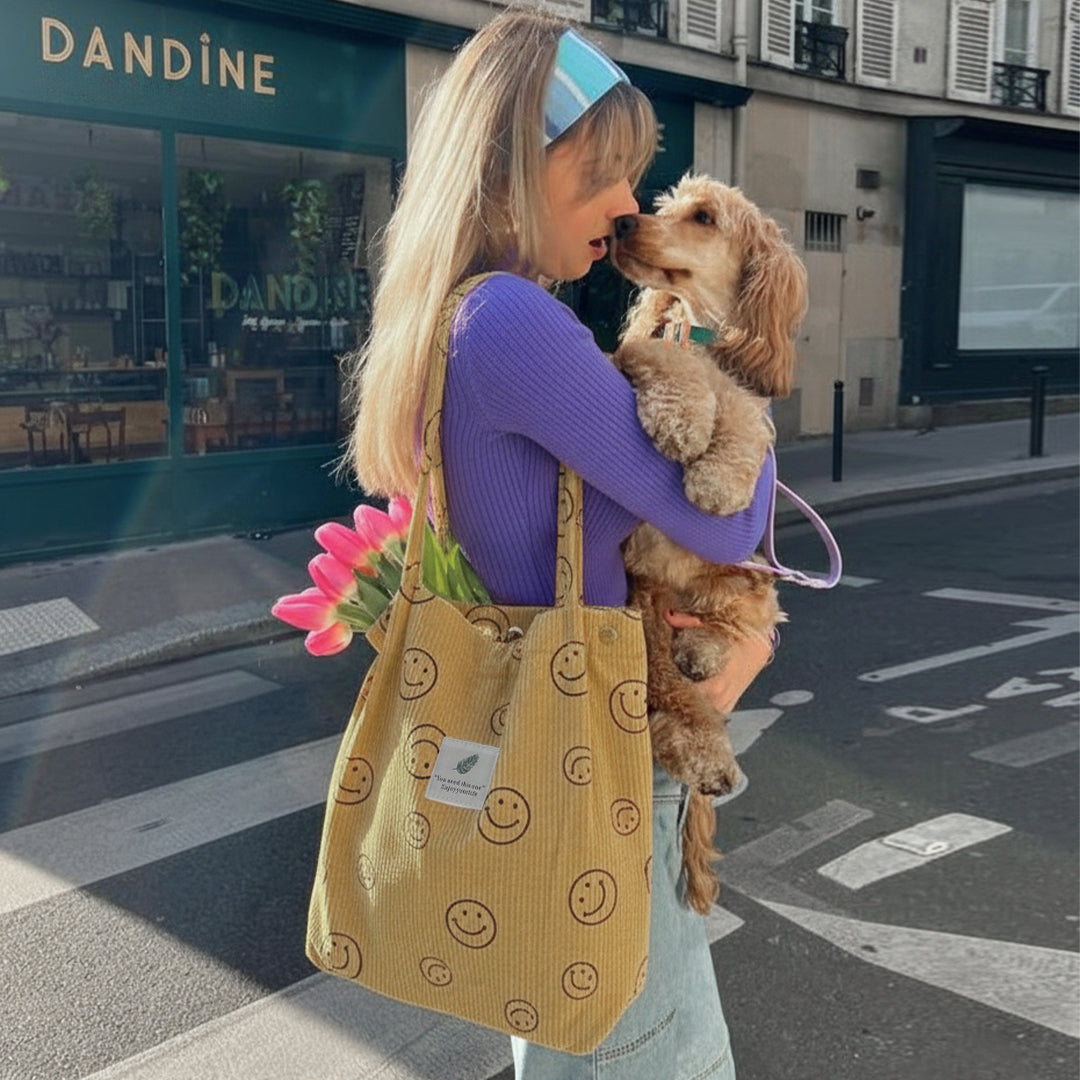 Corduroy Smile Bag