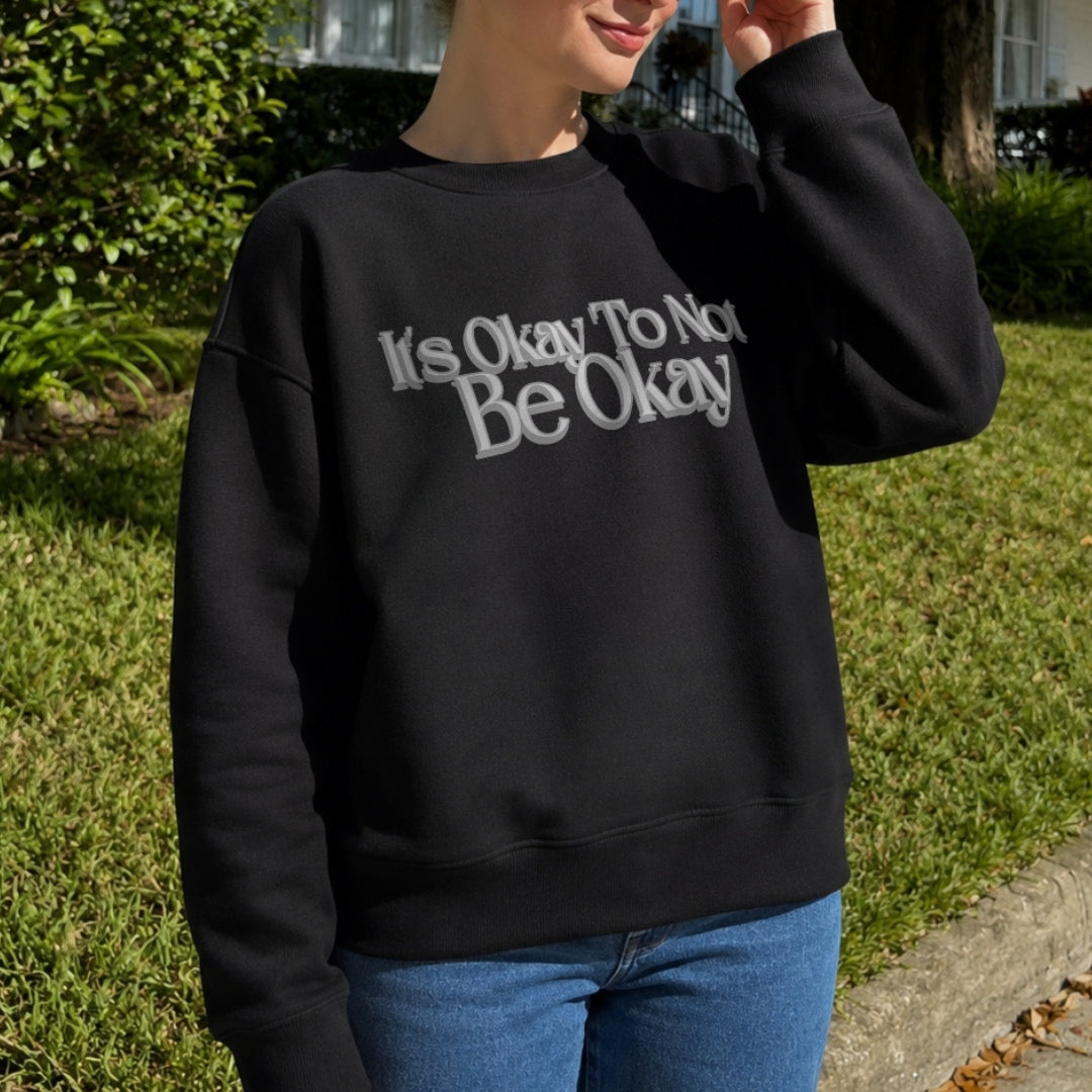 It's Okay Sweater - Black Front