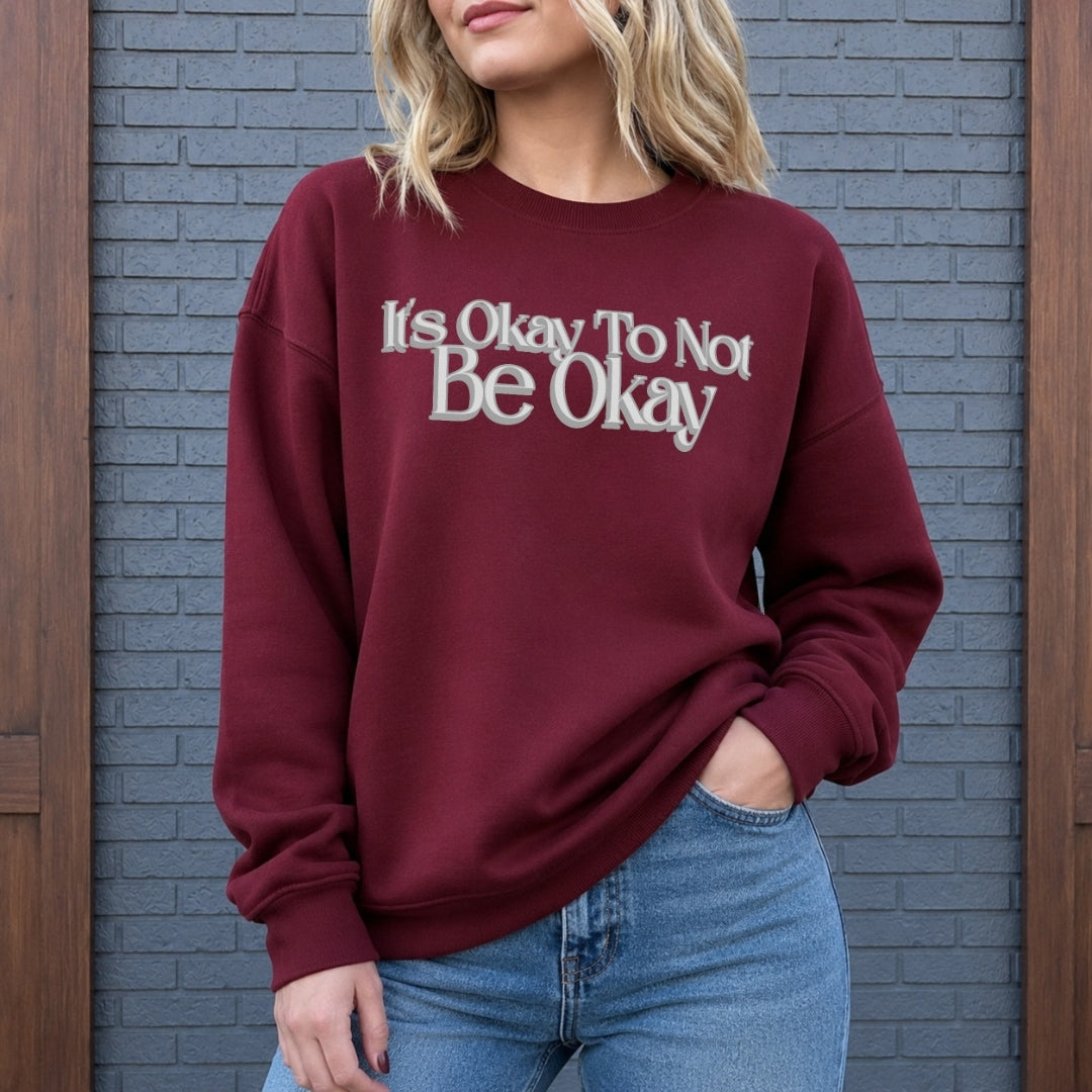 It's Okay Sweater - Burgundy Front