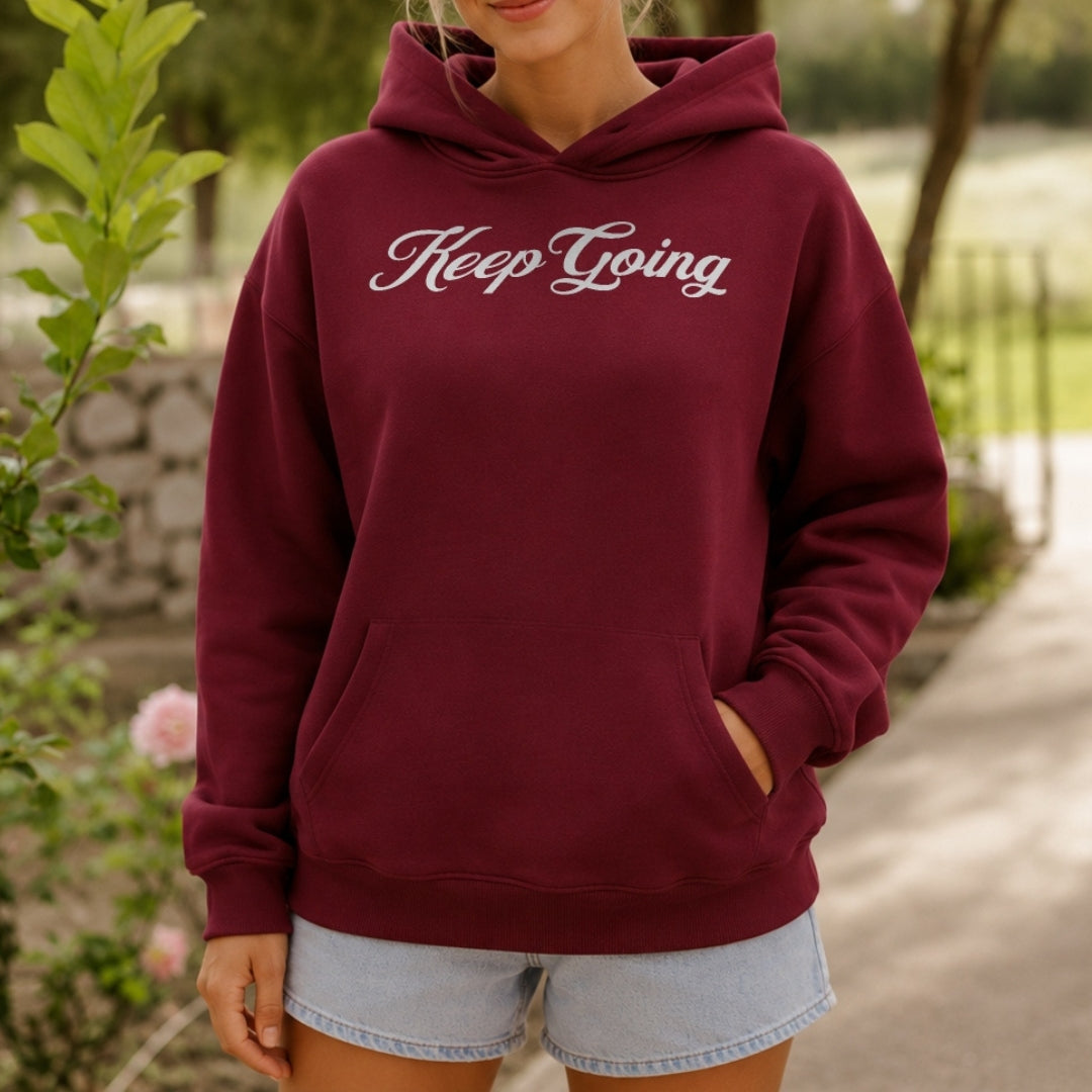 Keep Going Hoodie - Burgundy Front