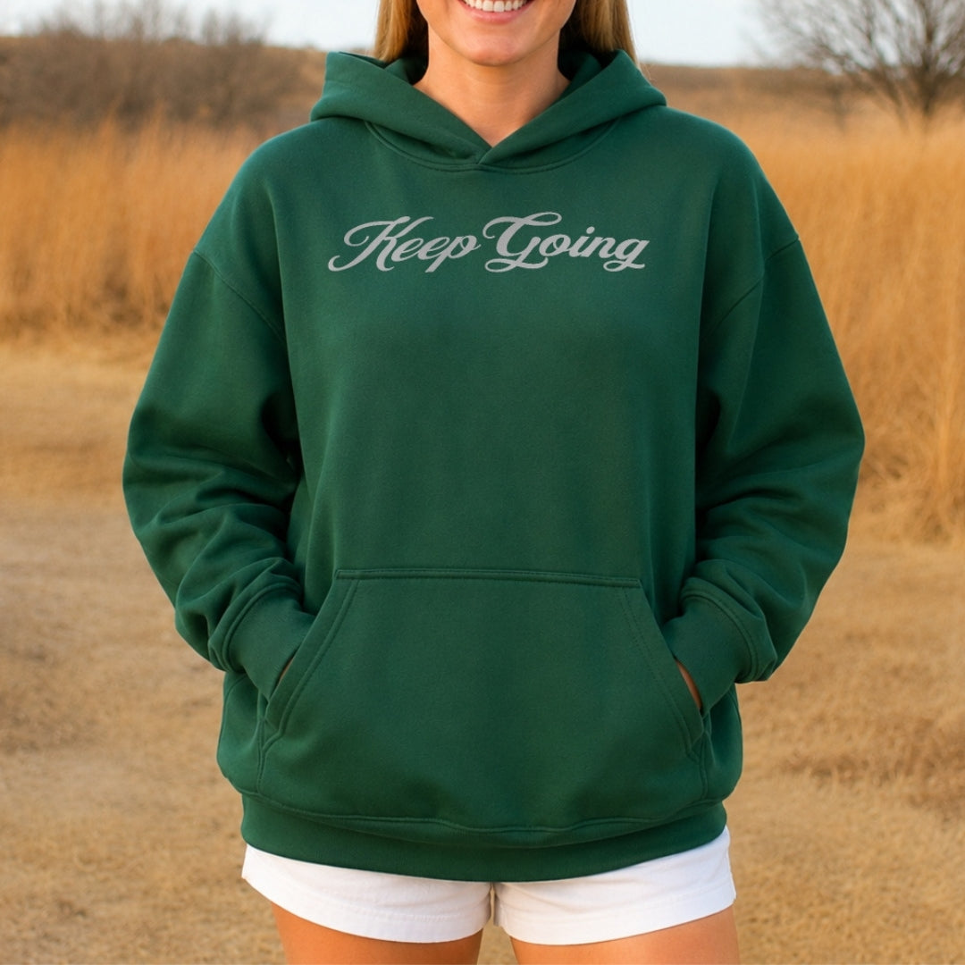 Keep Going Hoodie - Forest Green Front