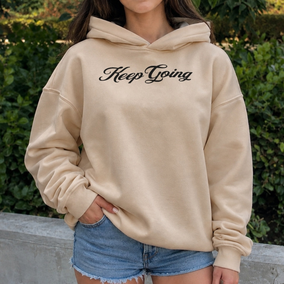 Keep Going Hoodie - Warm Sand Front