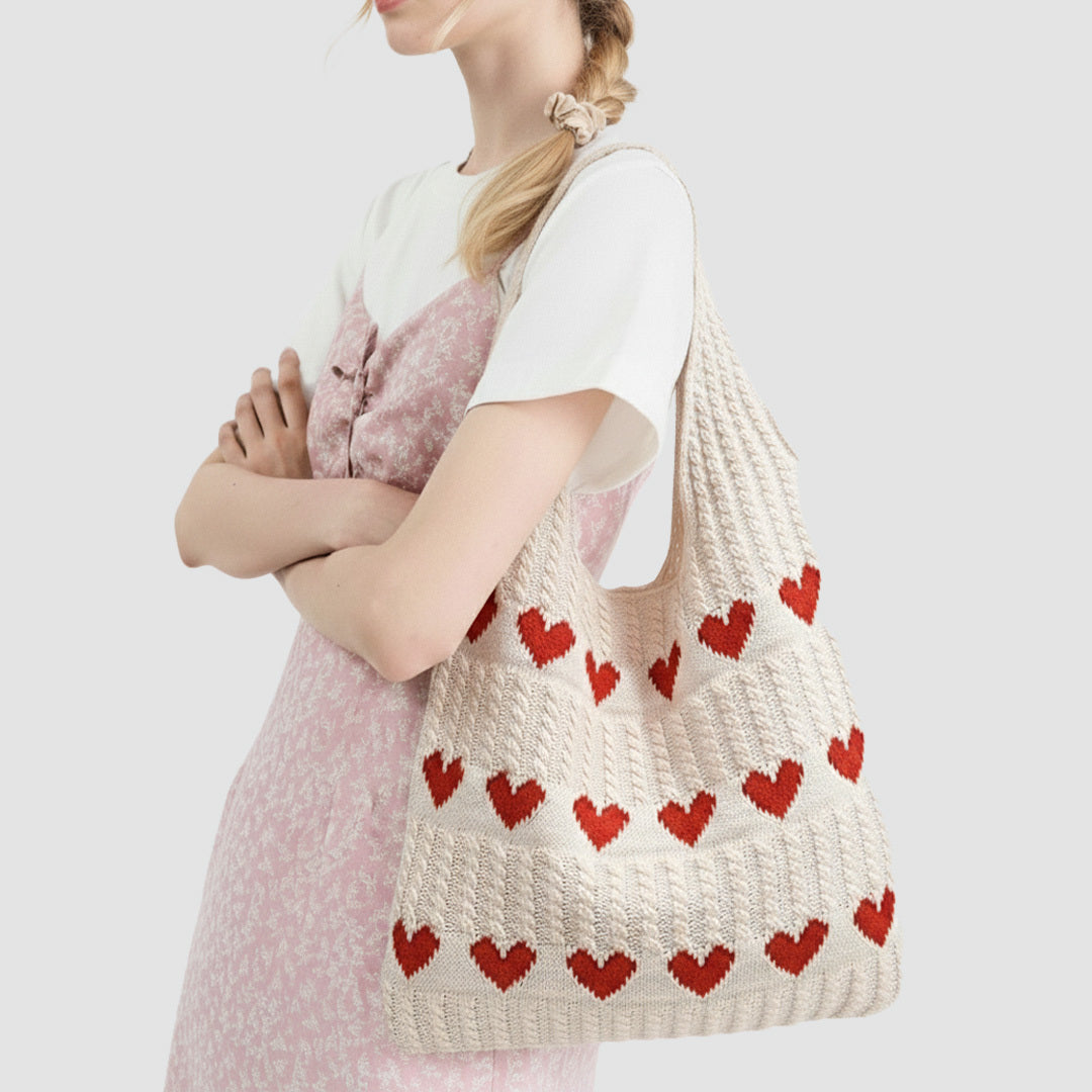Knitted Heart Bag