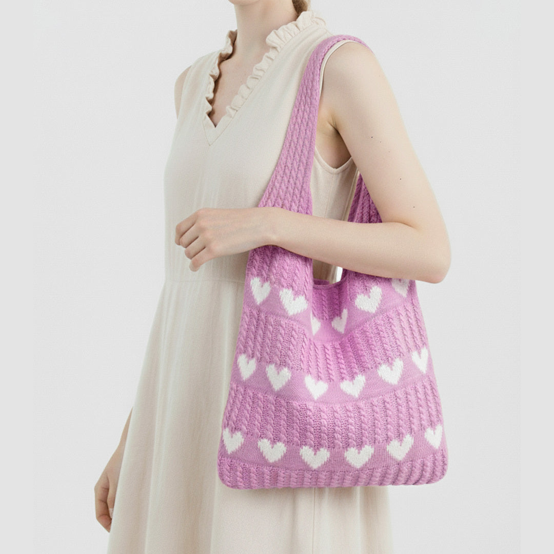 Knitted Heart Bag
