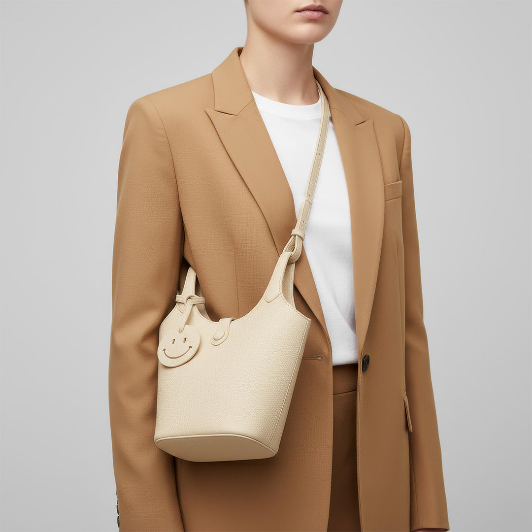 Leather Smile Bucket Bag