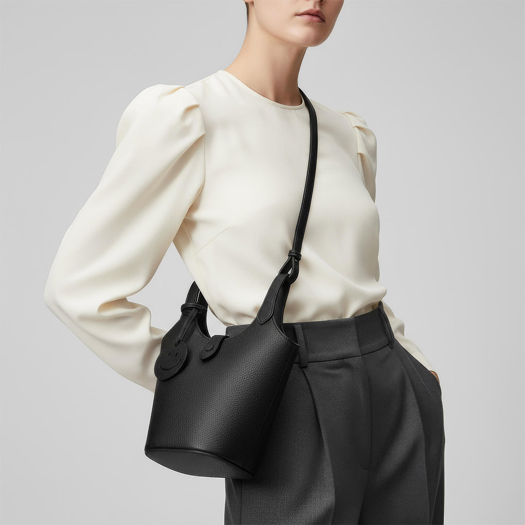 Leather Smile Bucket Bag