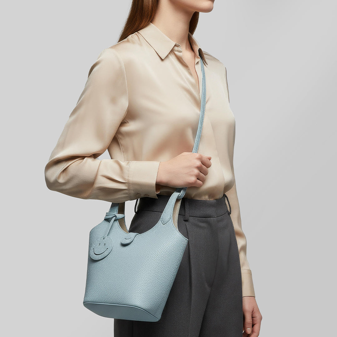 Leather Smile Bucket Bag