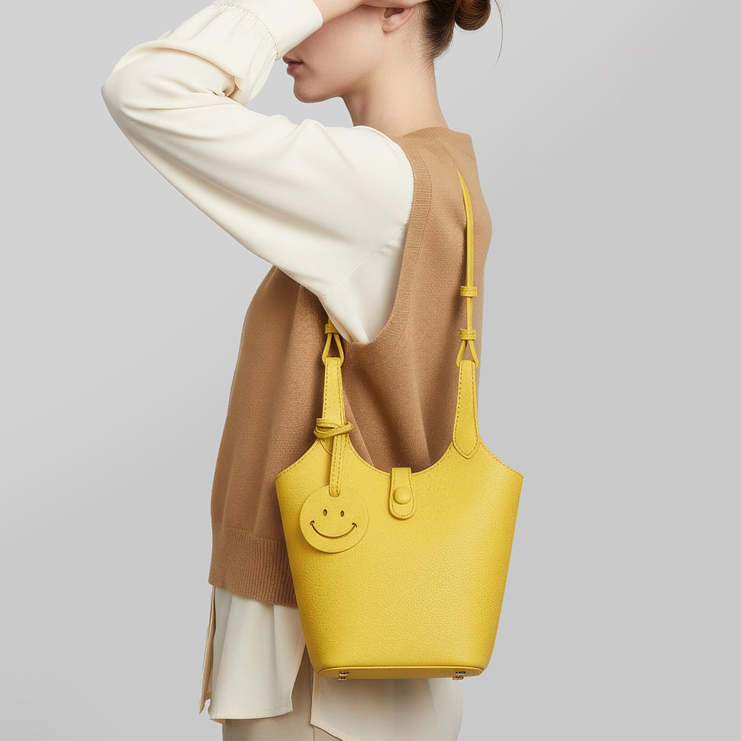 Leather Smile Bucket Bag