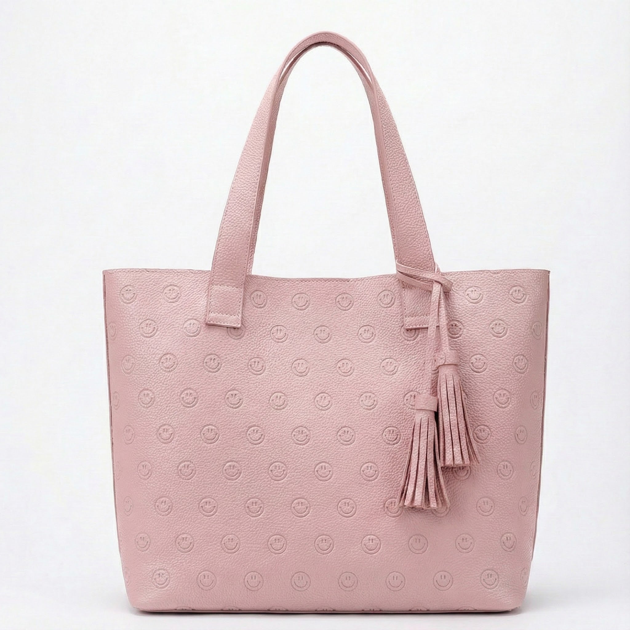 Smile Embossed Leather Tote