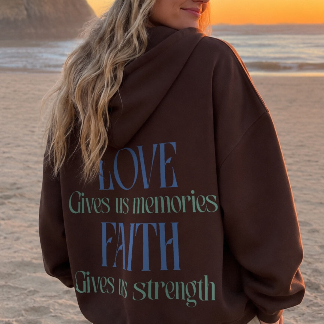 Love & Faith Hoodie - Chocolate Brown Back