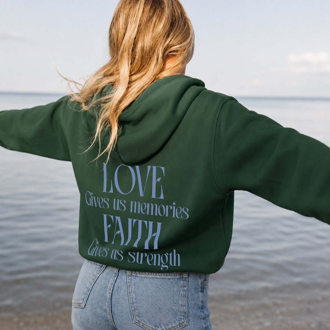 Love & Faith Hoodie - Forest Green Back