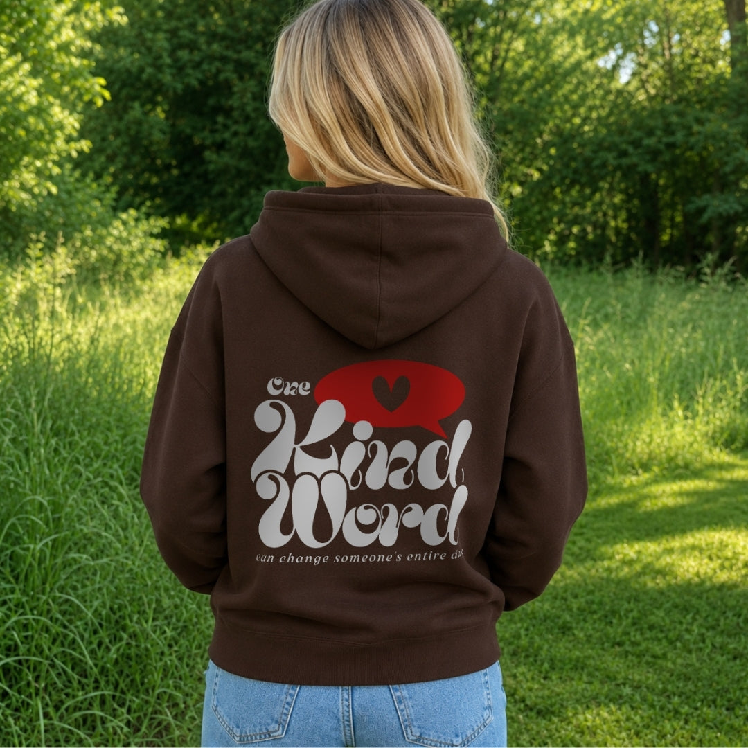 One Kind Word Hoodie - Chocolate Brown Back