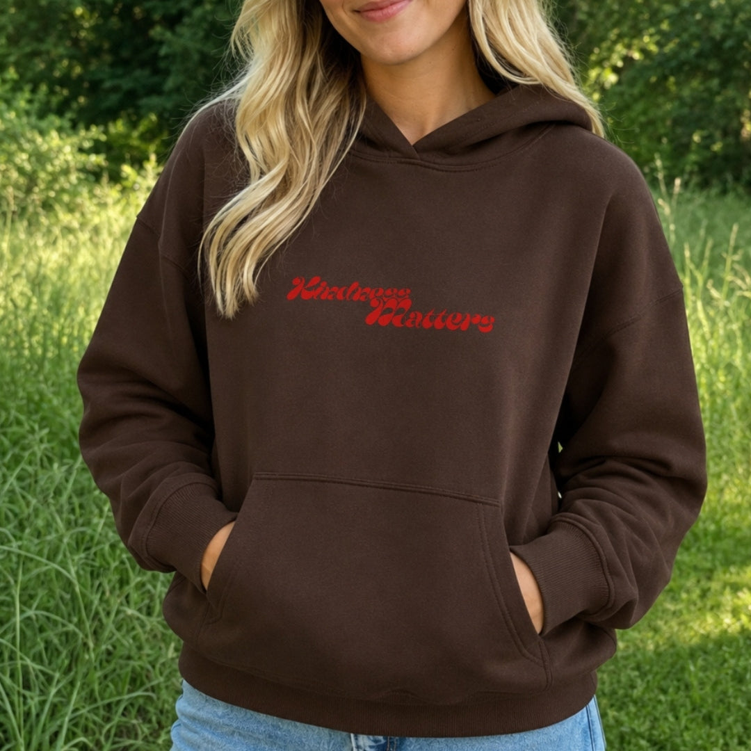 One Kind Word Hoodie - Chocolate Brown Front