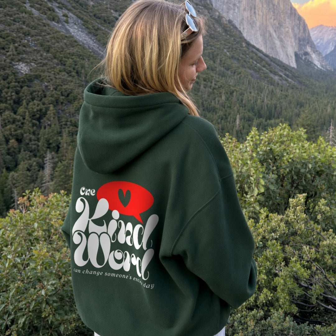 One Kind Word Hoodie - Forest Green Back
