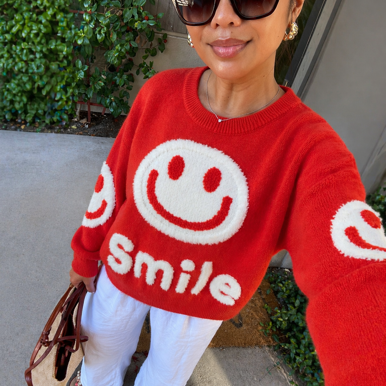Oversized Fuzzy Smile Sweater