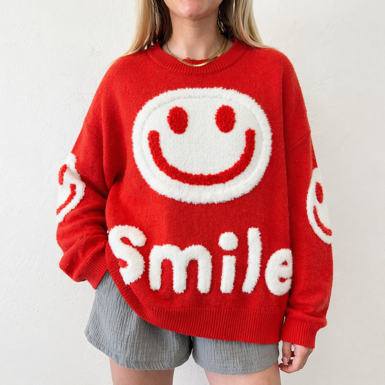 Oversized Fuzzy Smile Sweater