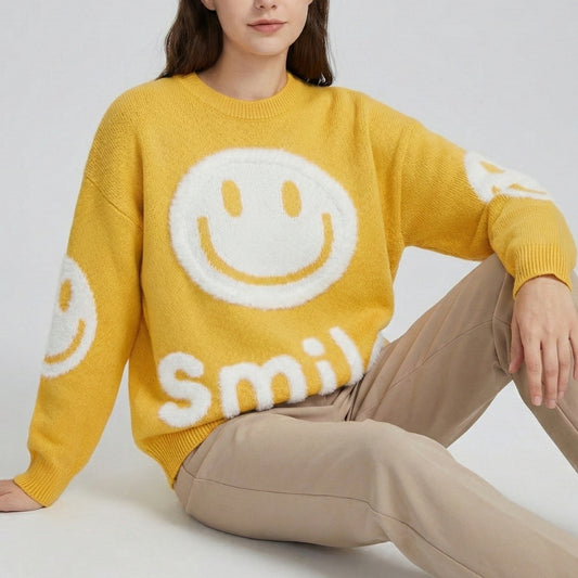 Oversized Fuzzy Smile Sweater
