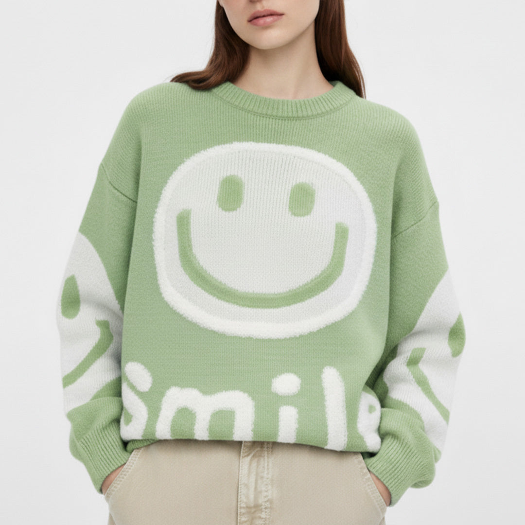Oversized Fuzzy Smile Sweater