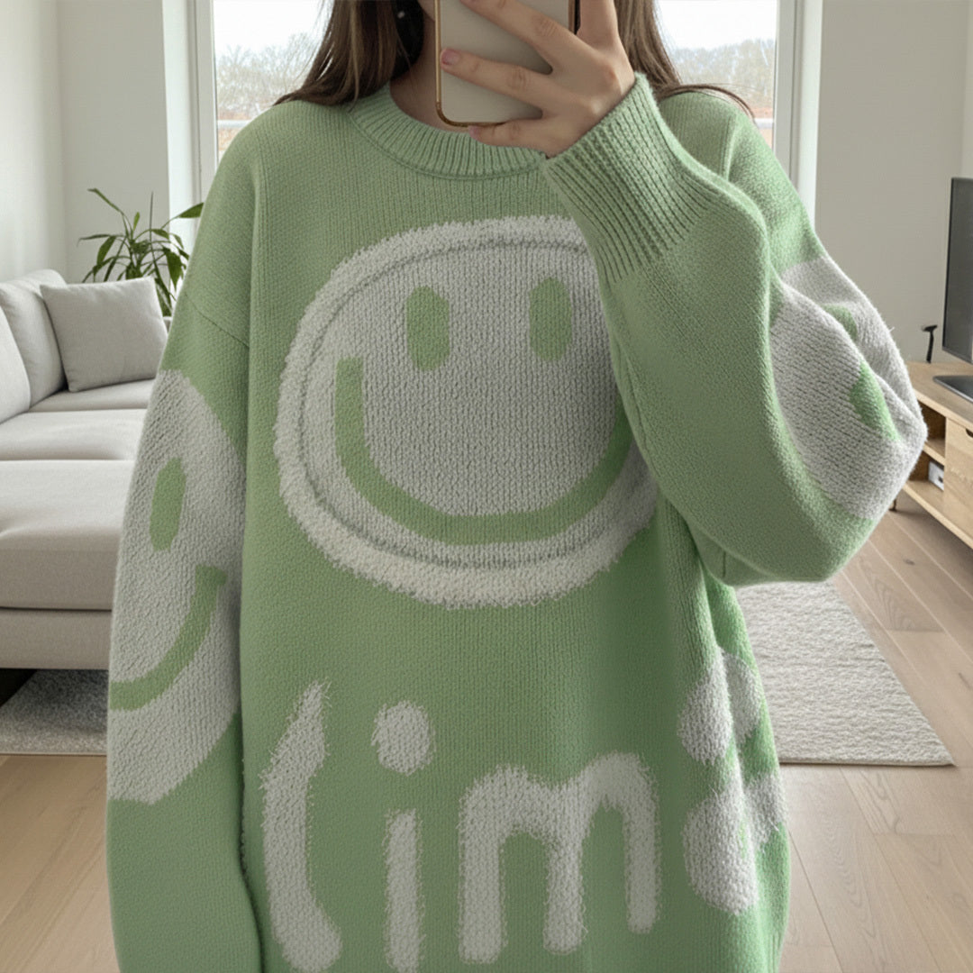 Oversized Fuzzy Smile Sweater