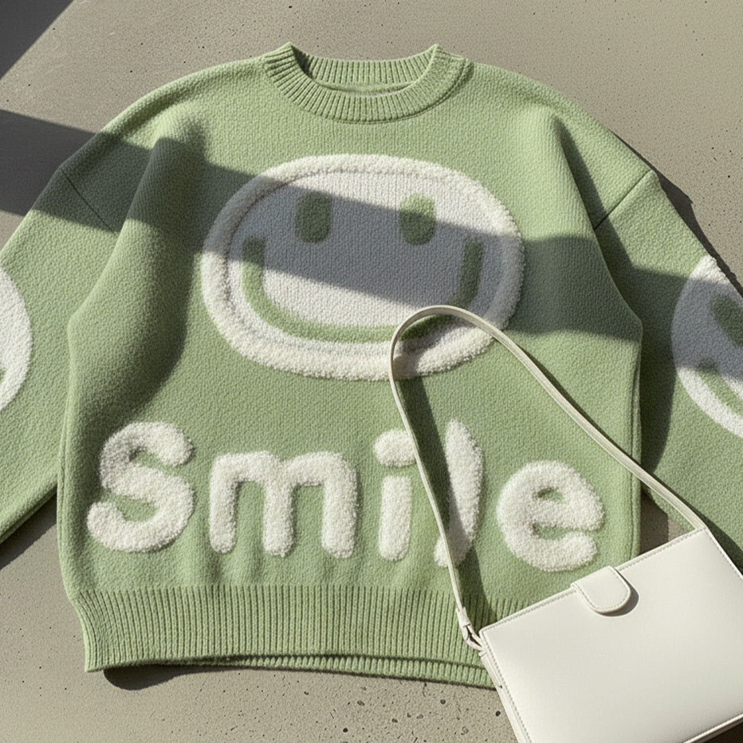 Oversized Fuzzy Smile Sweater