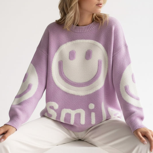 Oversized Fuzzy Smile Sweater