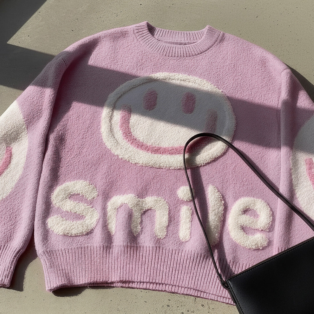 Oversized Fuzzy Smile Sweater