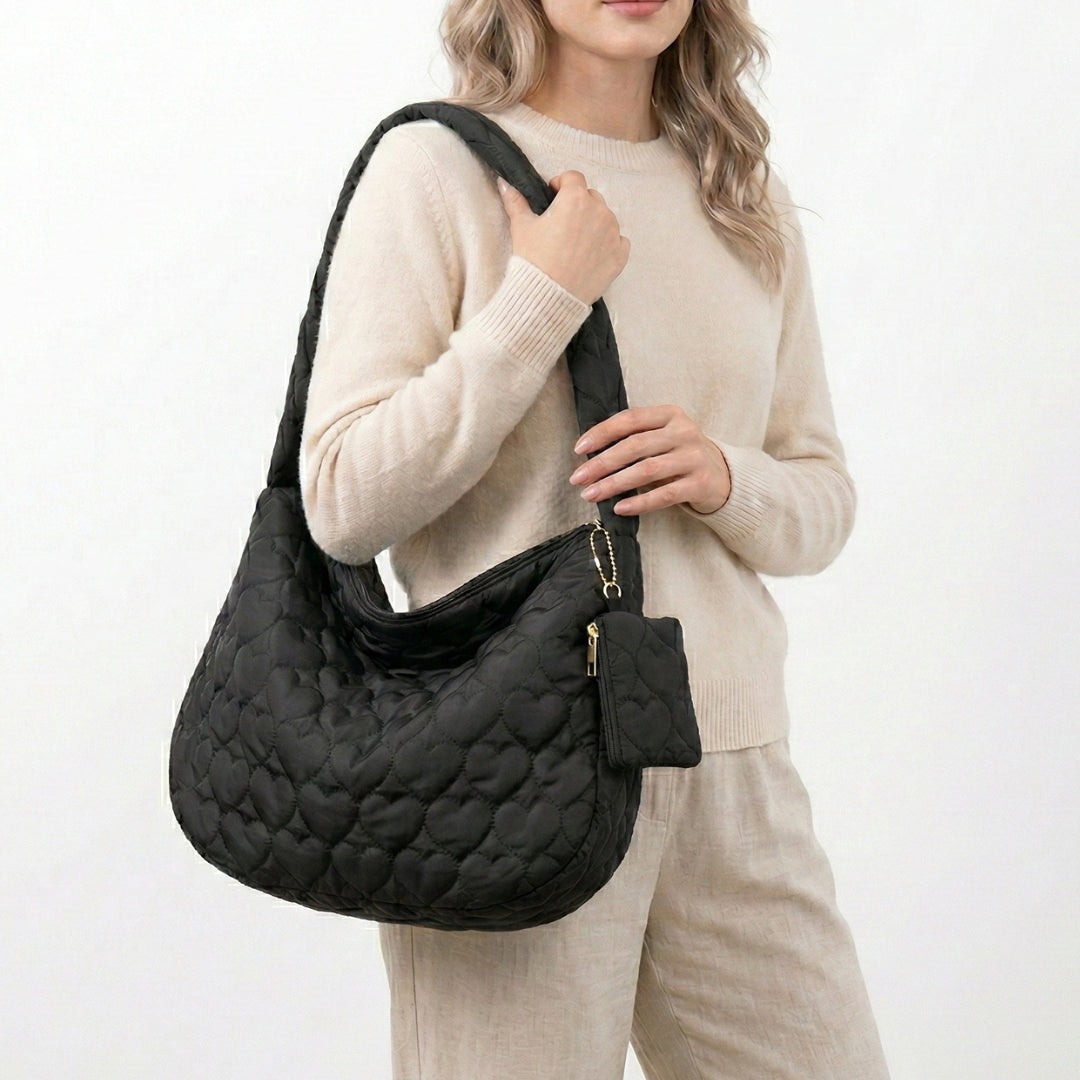 Quilted Heart Shoulder Bag