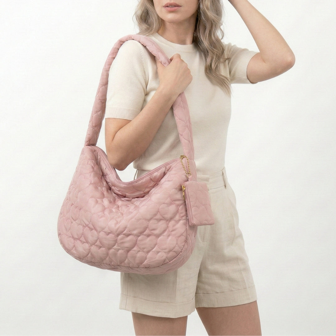 Quilted Heart Shoulder Bag