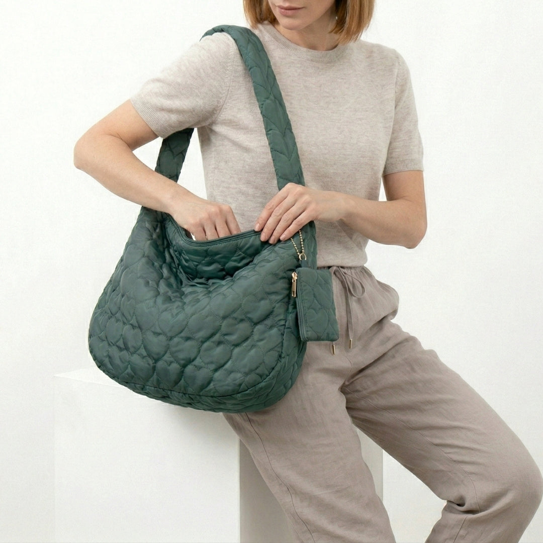 Quilted Heart Shoulder Bag