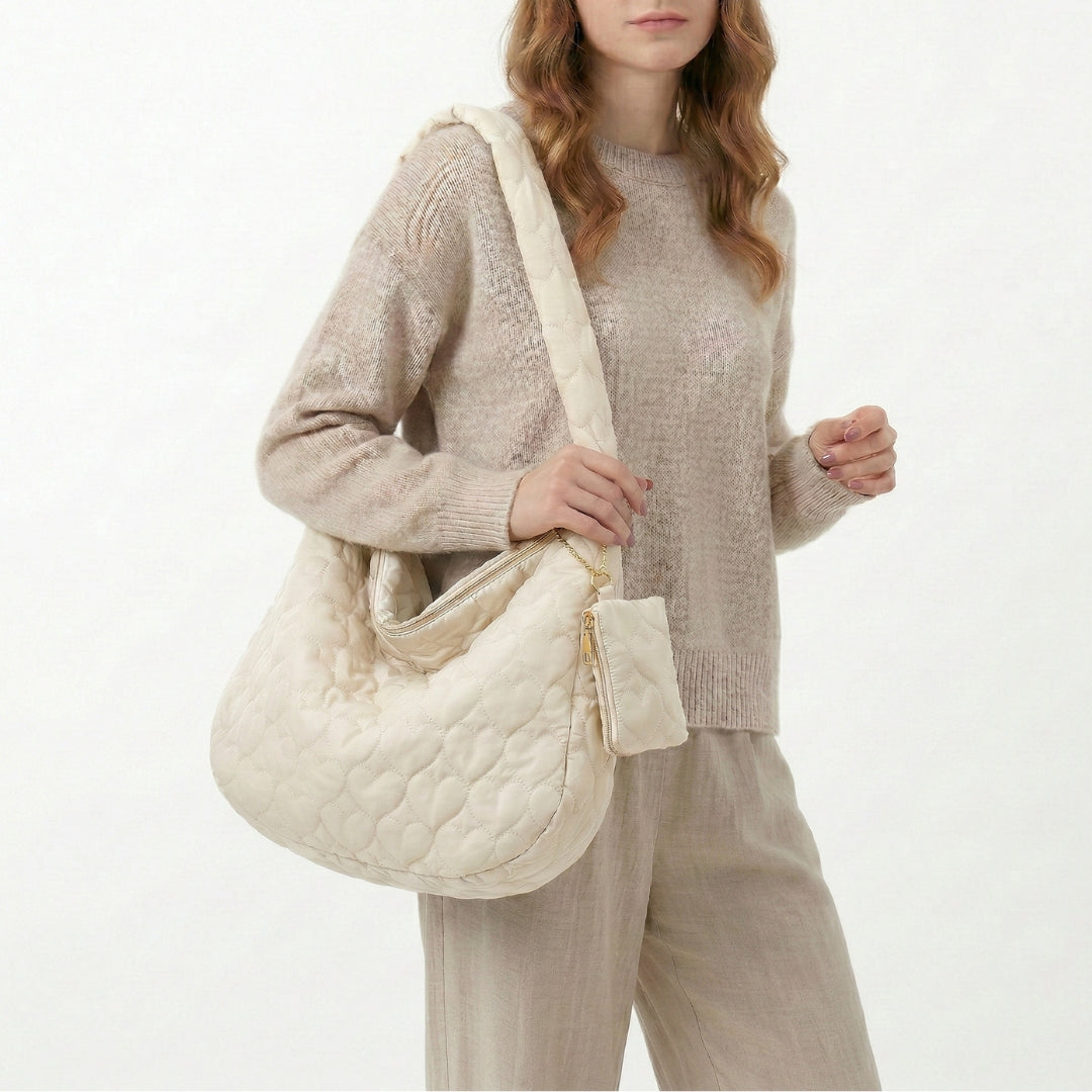 Quilted Heart Shoulder Bag