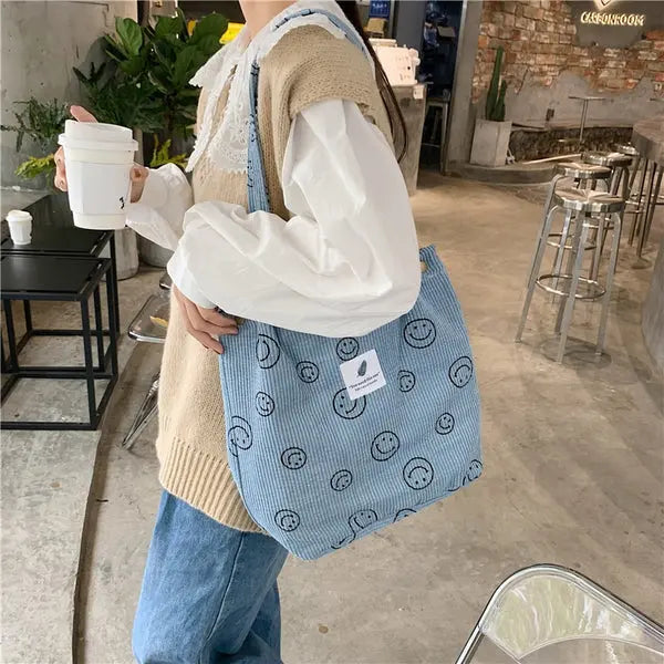 Corduroy Smile Bag