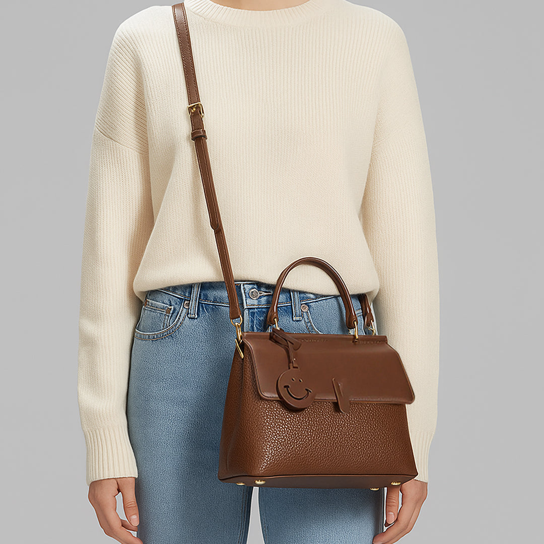 Leather Smile Messenger Bag
