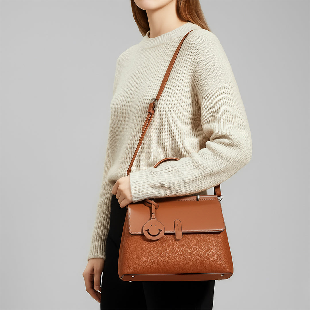 Leather Smile Messenger Bag