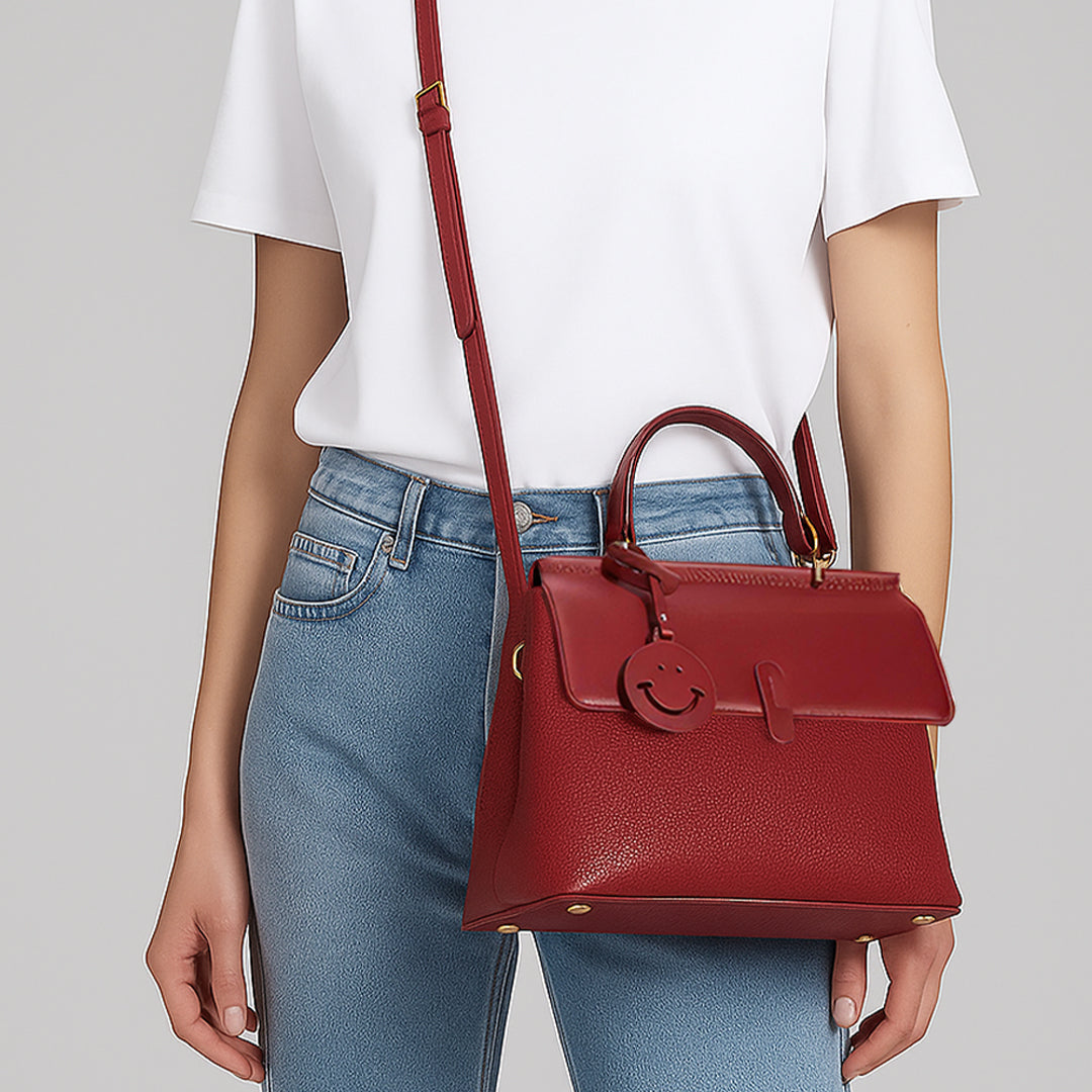 Leather Smile Messenger Bag