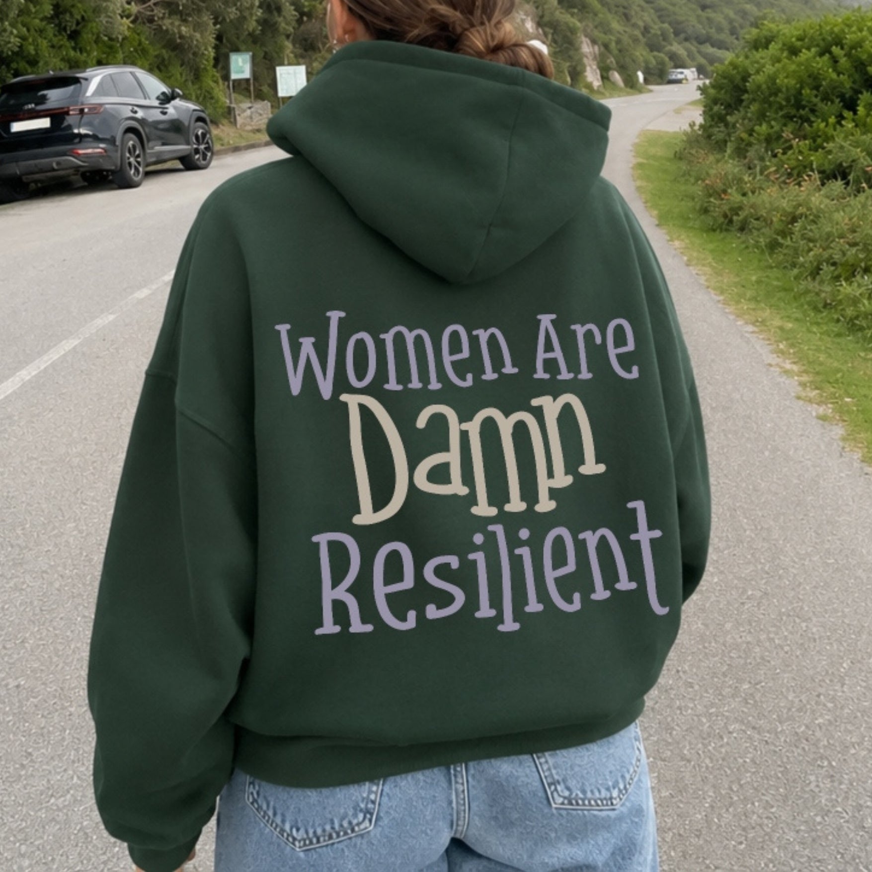 Damn Resilient Hoodie - Forest Green Back