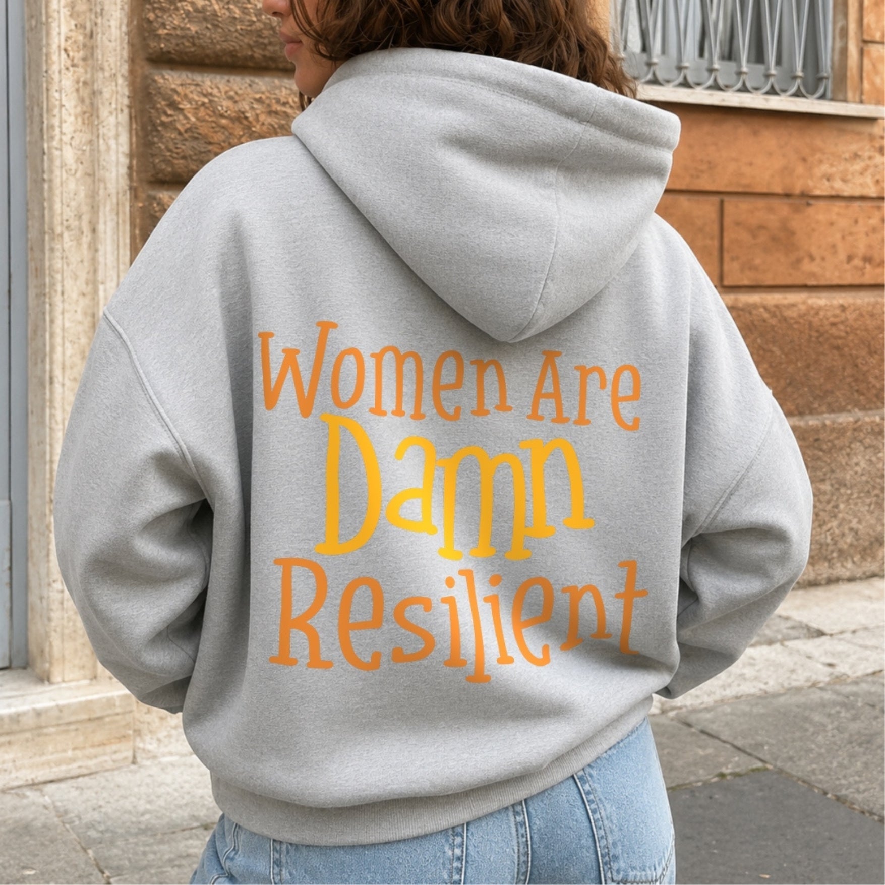 Damn Resilient Hoodie - Light Gray Back