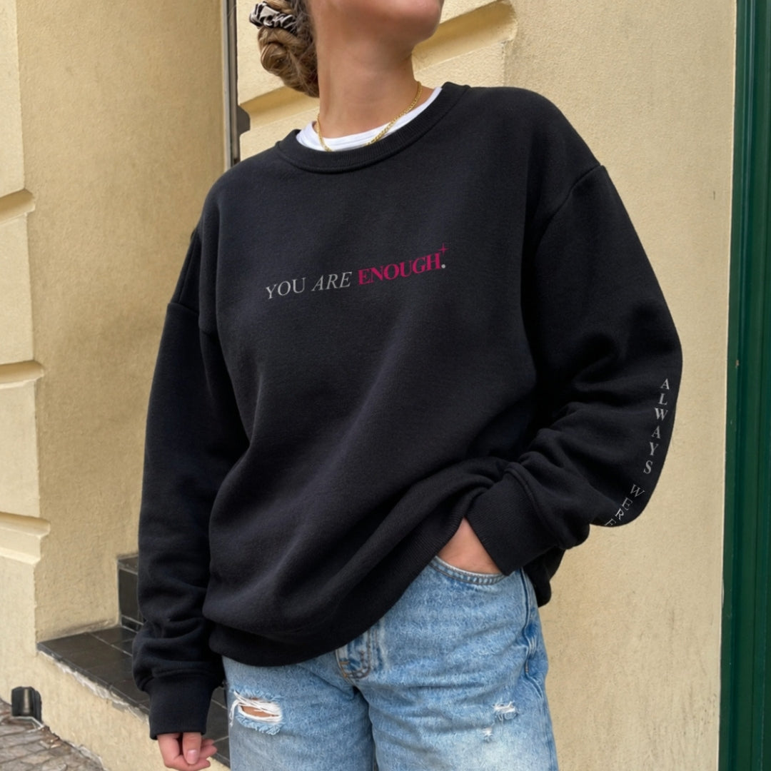 You Are Enough Sweater - Black Front