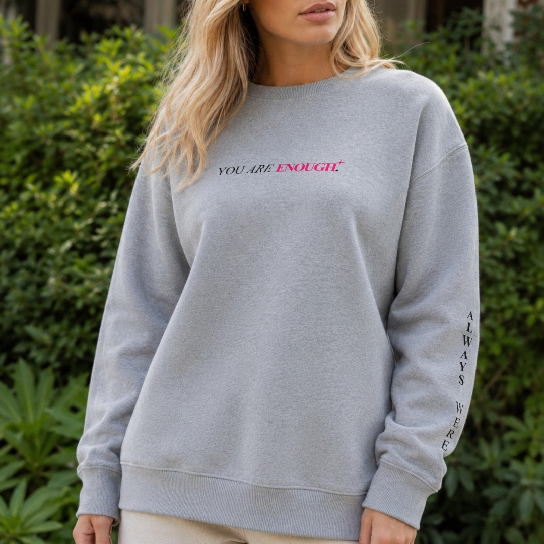 You Are Enough Sweater - Gray Front