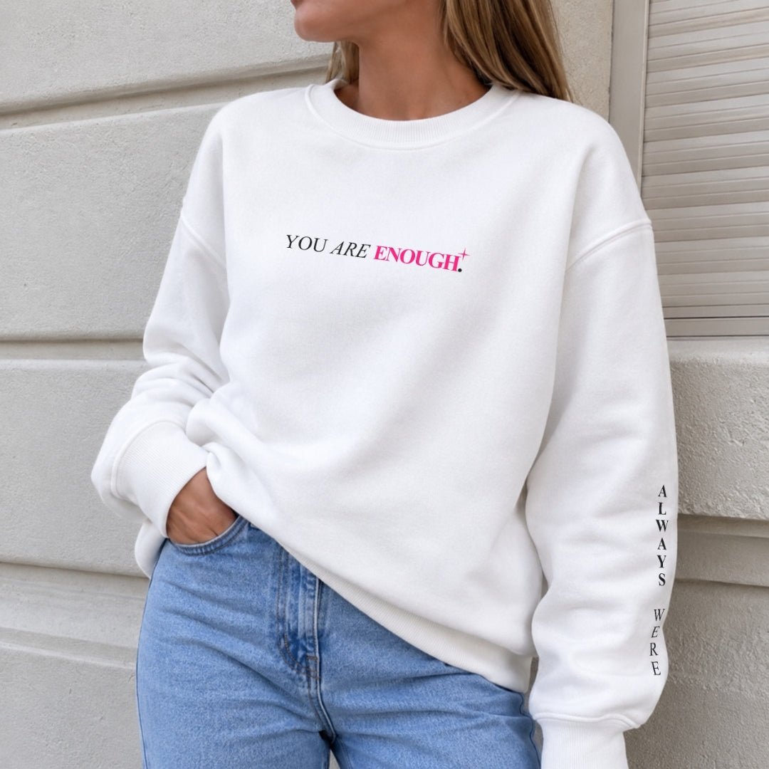 You Are Enough Sweater - White Front