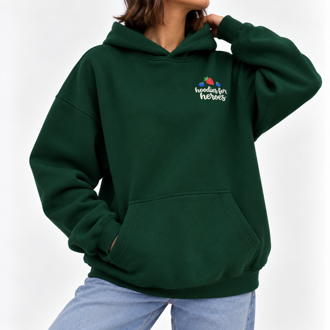 Berry Important Hoodie - Forest Green