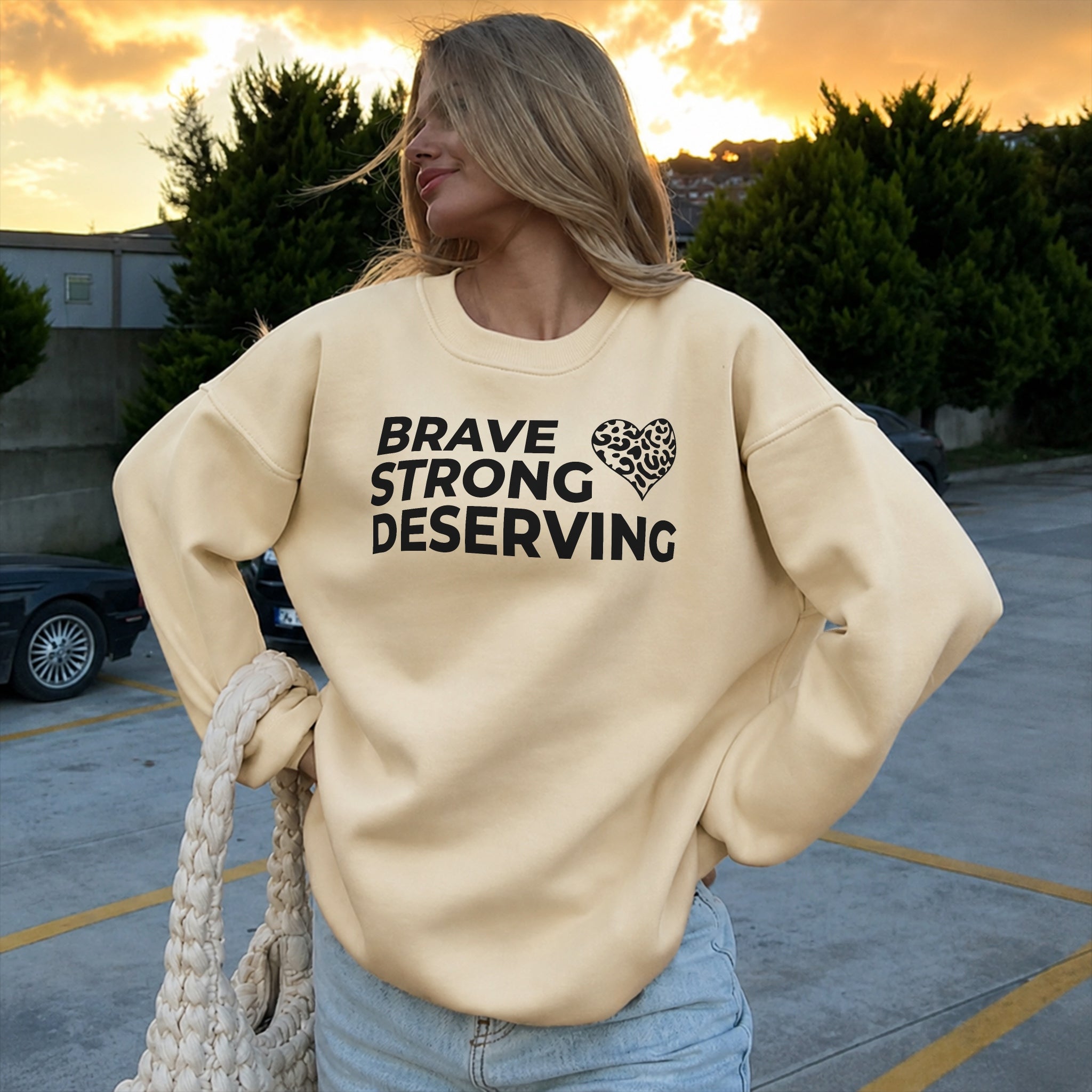 Brave Strong Deserving Sweater - Warm Sand