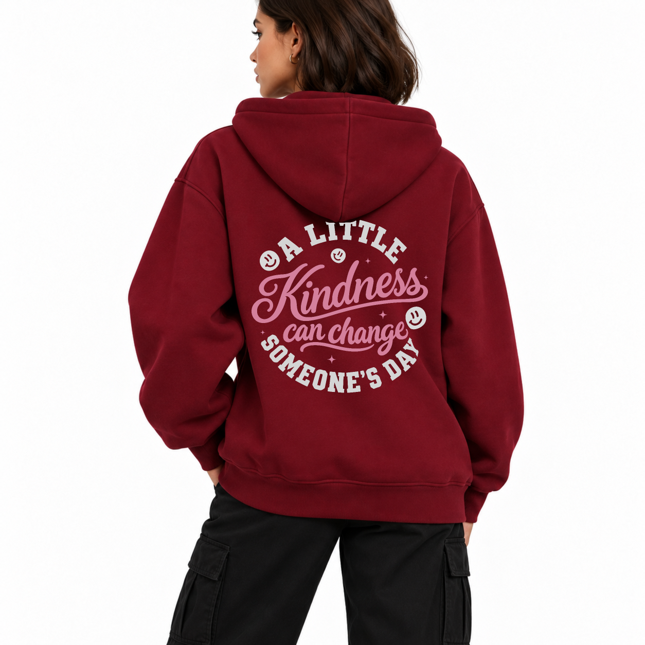 Change Someone's Day Zip Hoodie - Burgundy